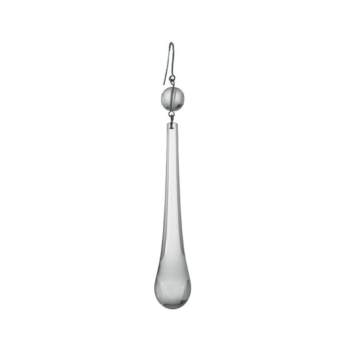 3" Clear Teardrop Lamp Crystal with Bead, ~4-3/8" overall length (55087)