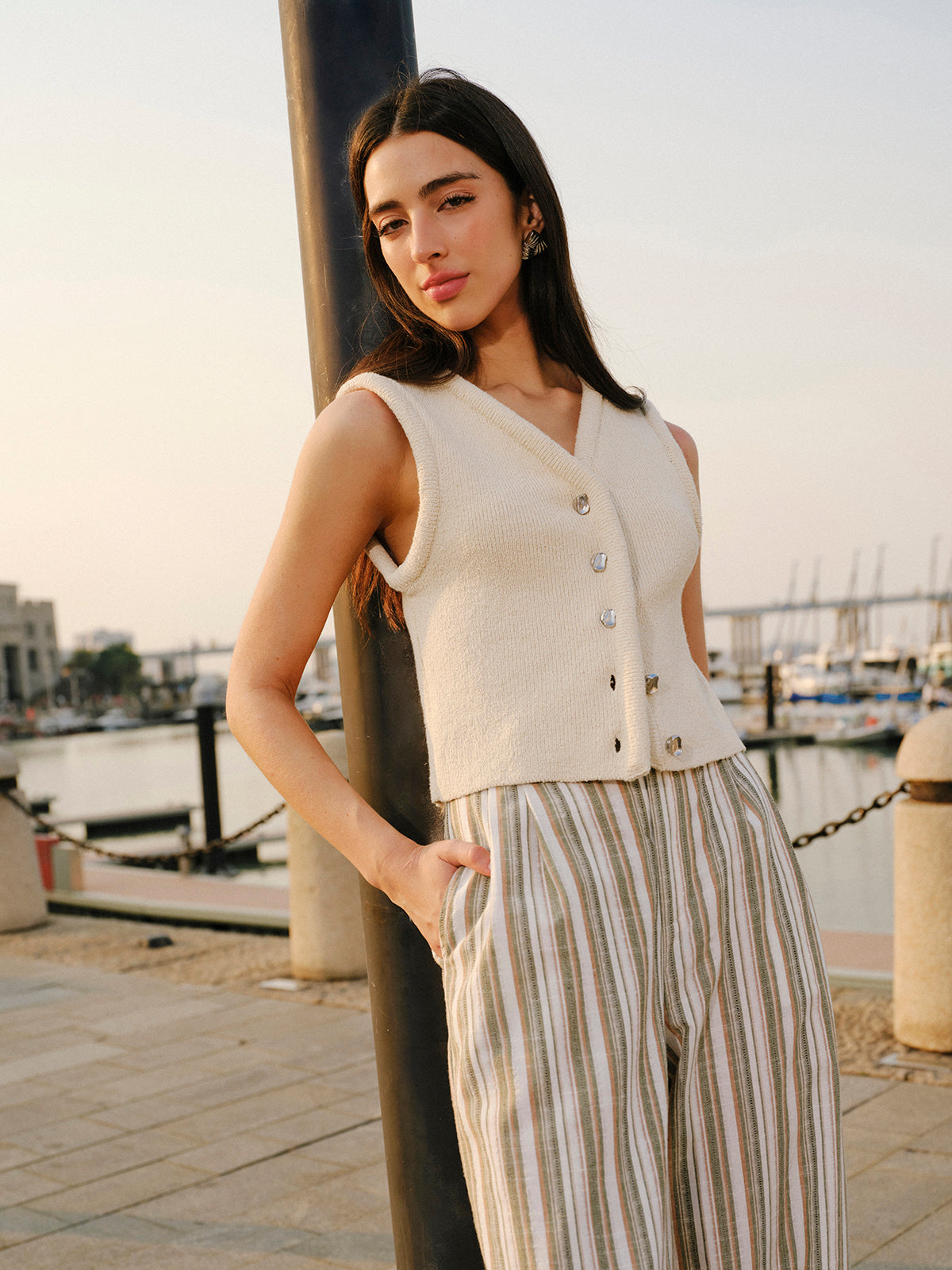 Button Front Sweater Vest