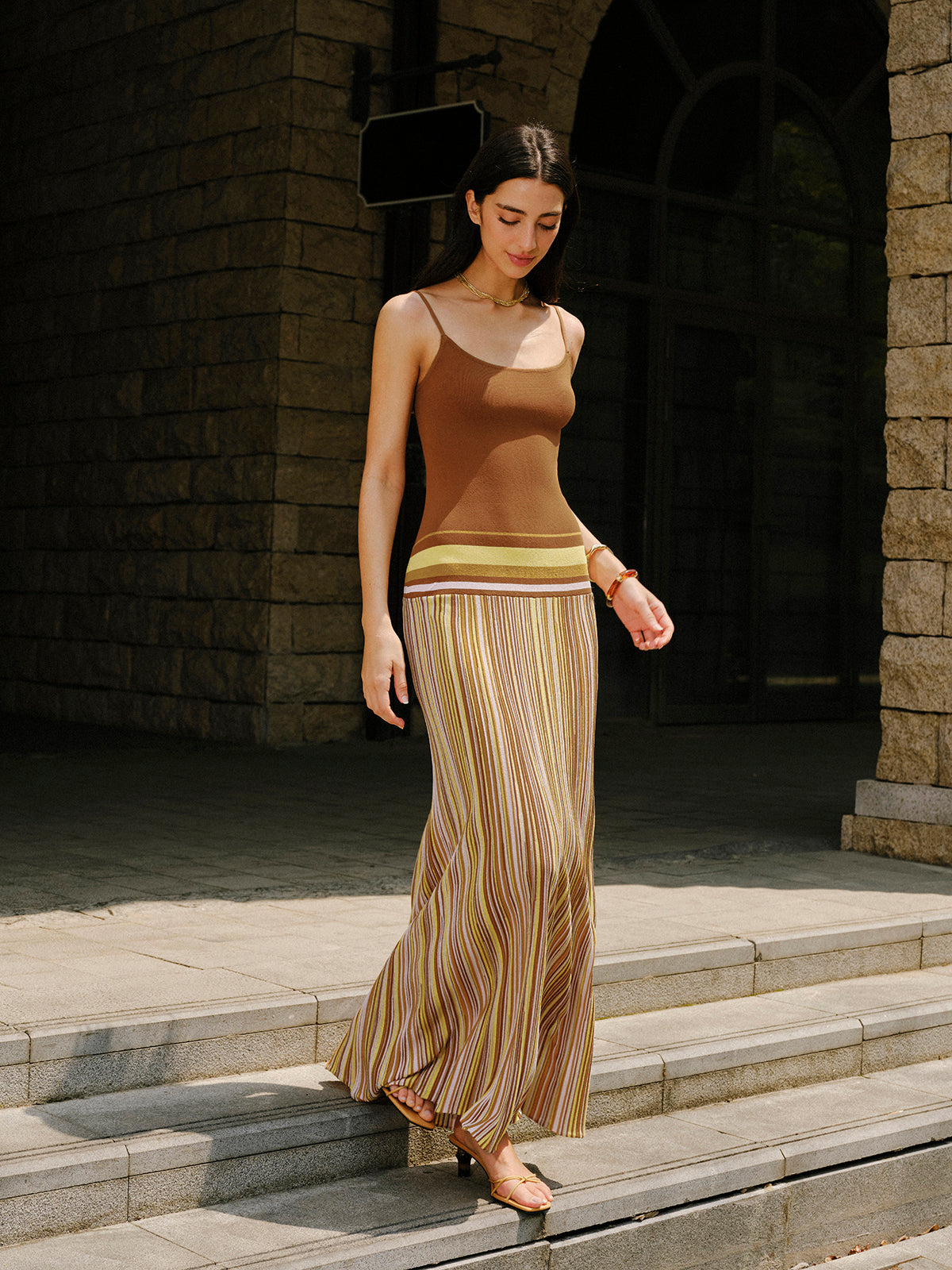 Striped Knit Cami Dress