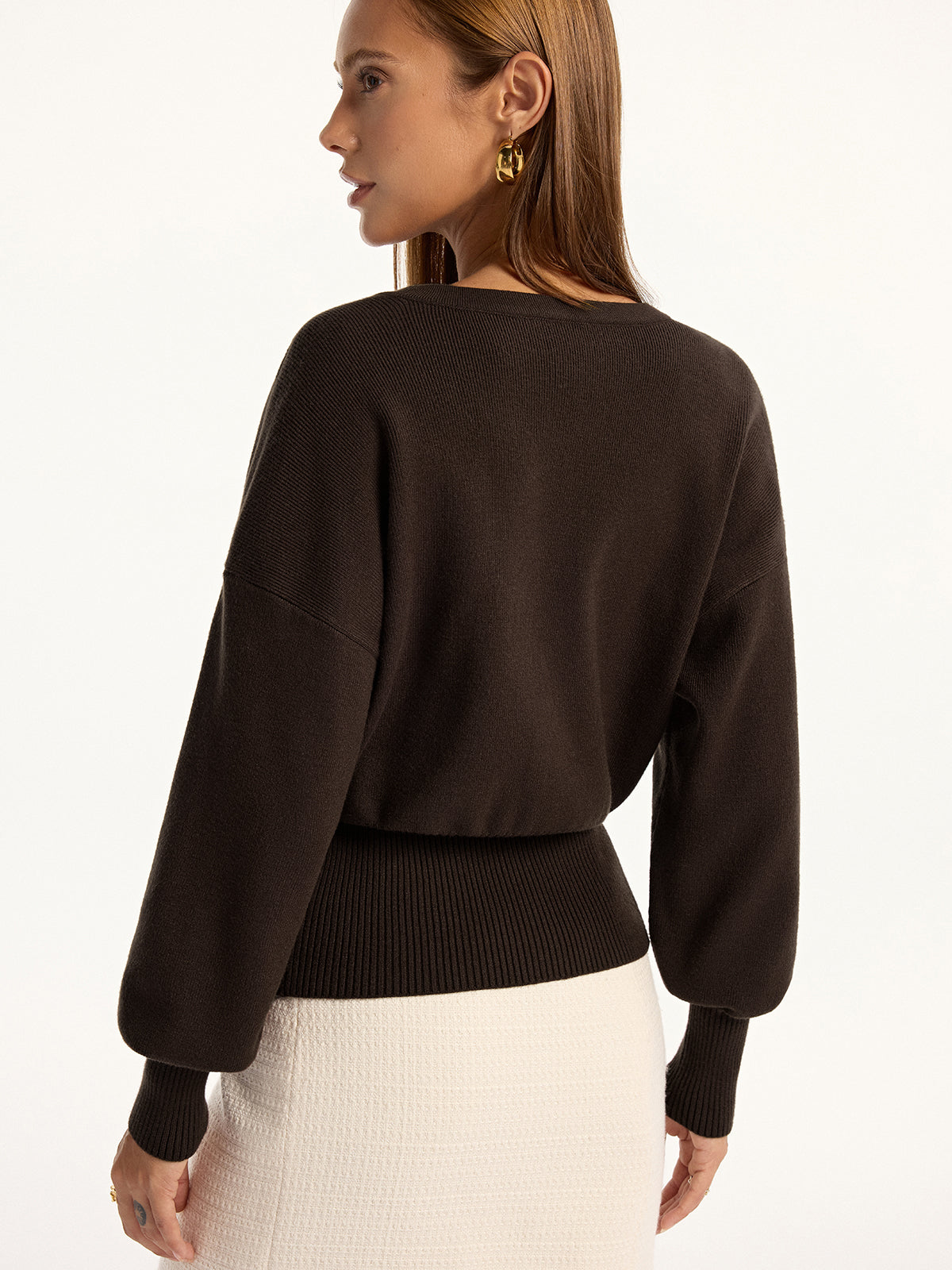 Split Hem V-Neck Cardigan