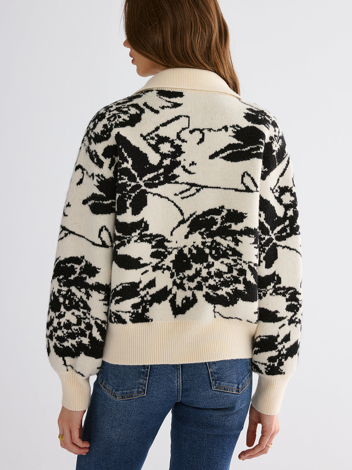 Floral Jacquard Button Cardigan
