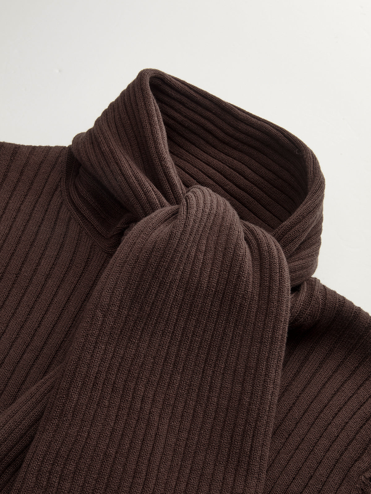 Ribbed Knit Scarf Detail Fitted Top