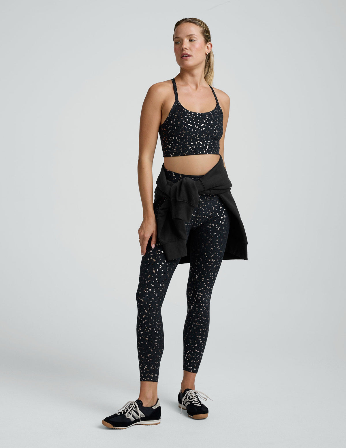 Black Gold Mini Moons SoftShine Slim Racerback High Cropped Tank