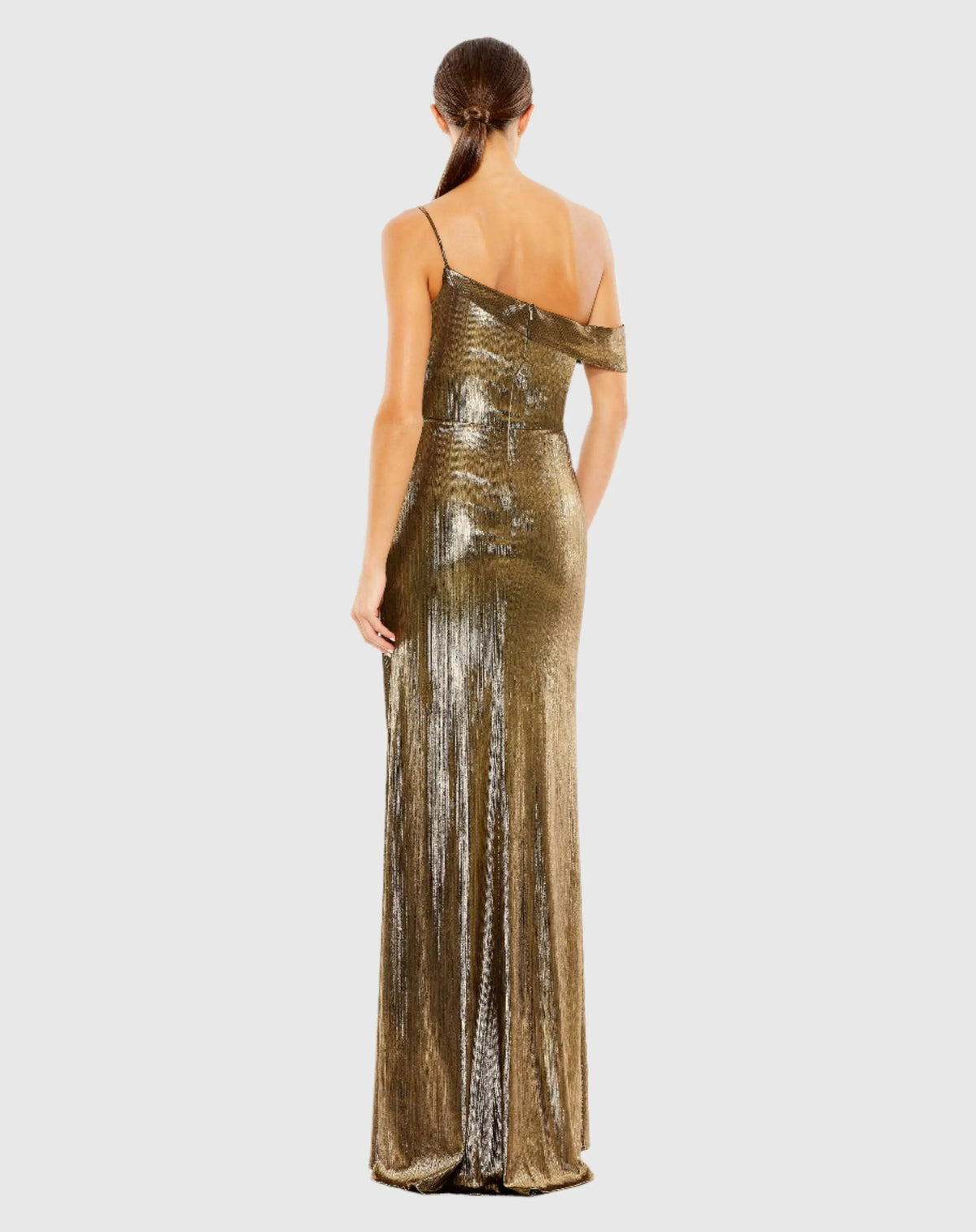 Gold Metallic Off The Shoulder Gown
