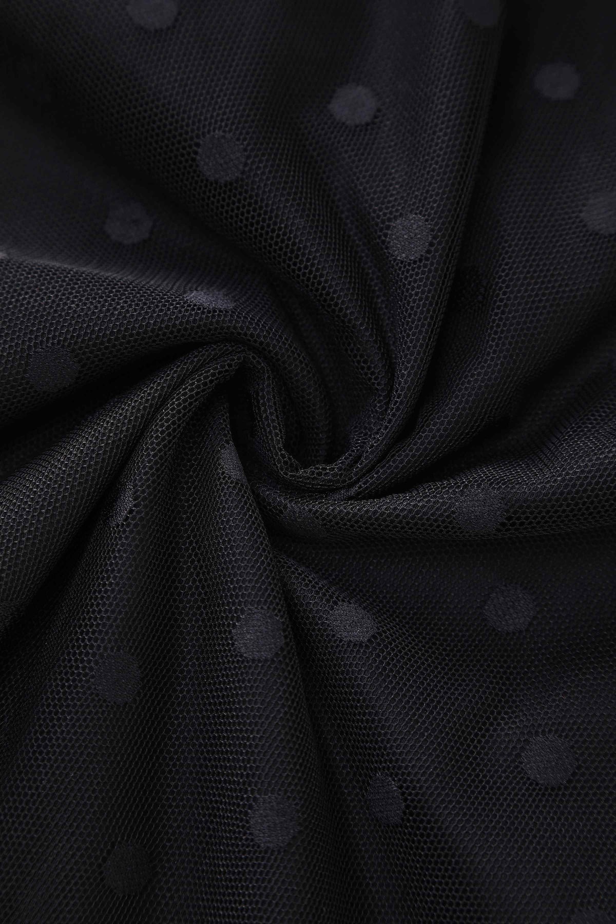 Dorothea Black Polka Dot Mesh Halter Dress