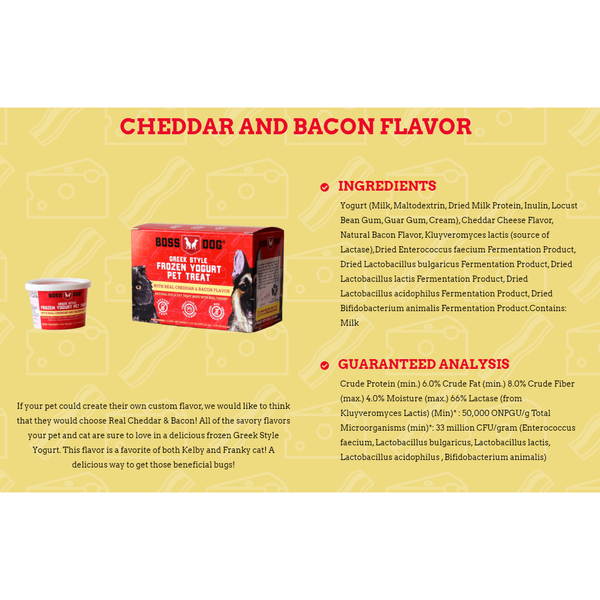 Boss Dog Greek Style Cheddar & Bacon Frozen Yogurt Dog & Cat Treat Case of 4