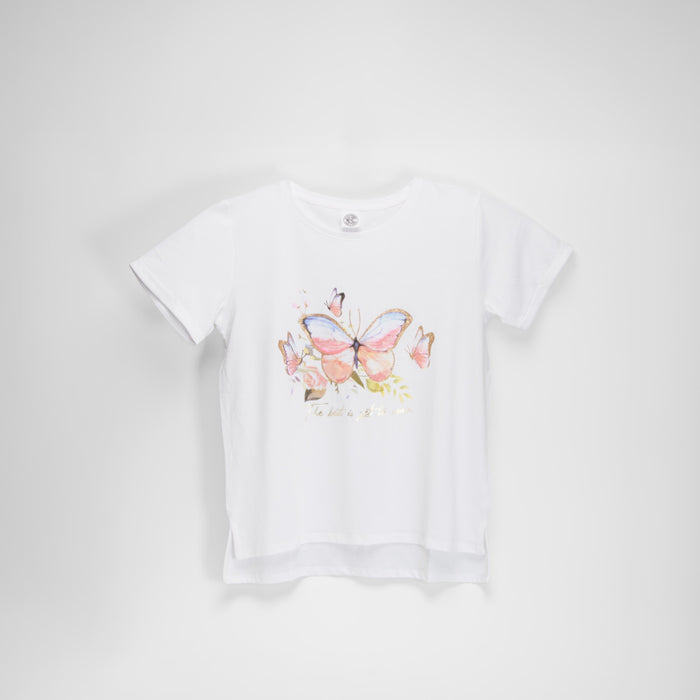 Camiseta mariposa estampada blanca NYC
