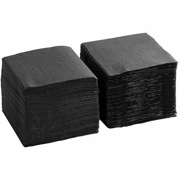 NAPKIN/ Beverage, 10" x 10", 2-Ply, Black, 1000/cs-Food Service