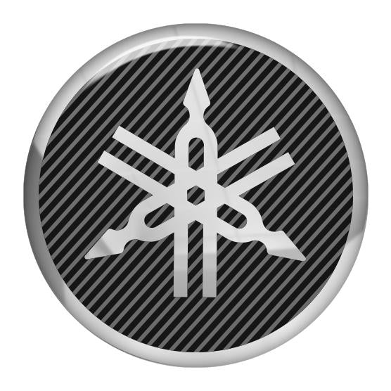 Yamaha 1.5" Diameter Round Chrome Effect Domed Case Badge / Sticker Logo