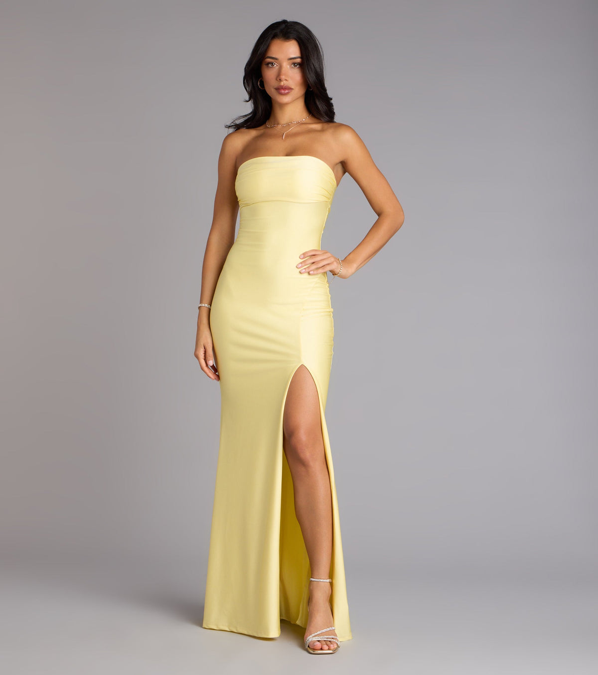Cheryl Strapless Slit Mermaid Formal Dress