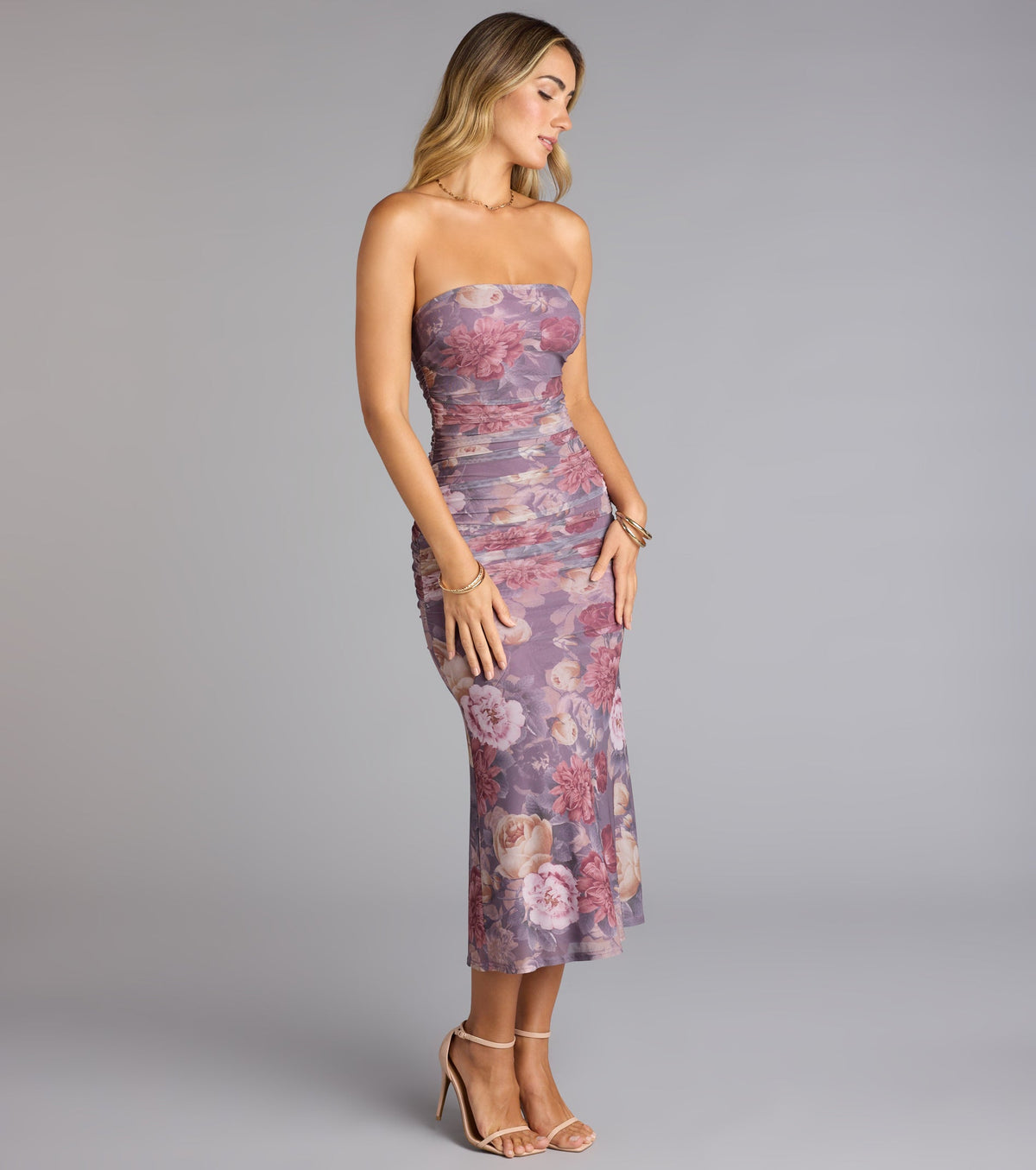 Bloom With Grace Floral Mesh Midi Dress