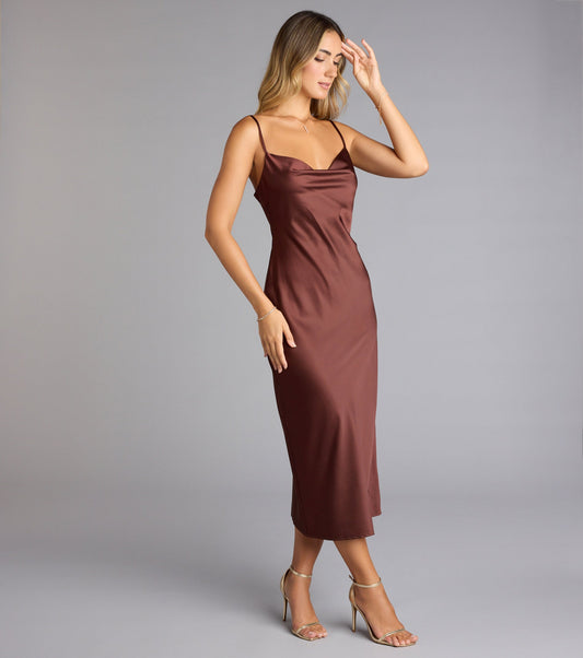 Effortless Charm Satin Midi Dress