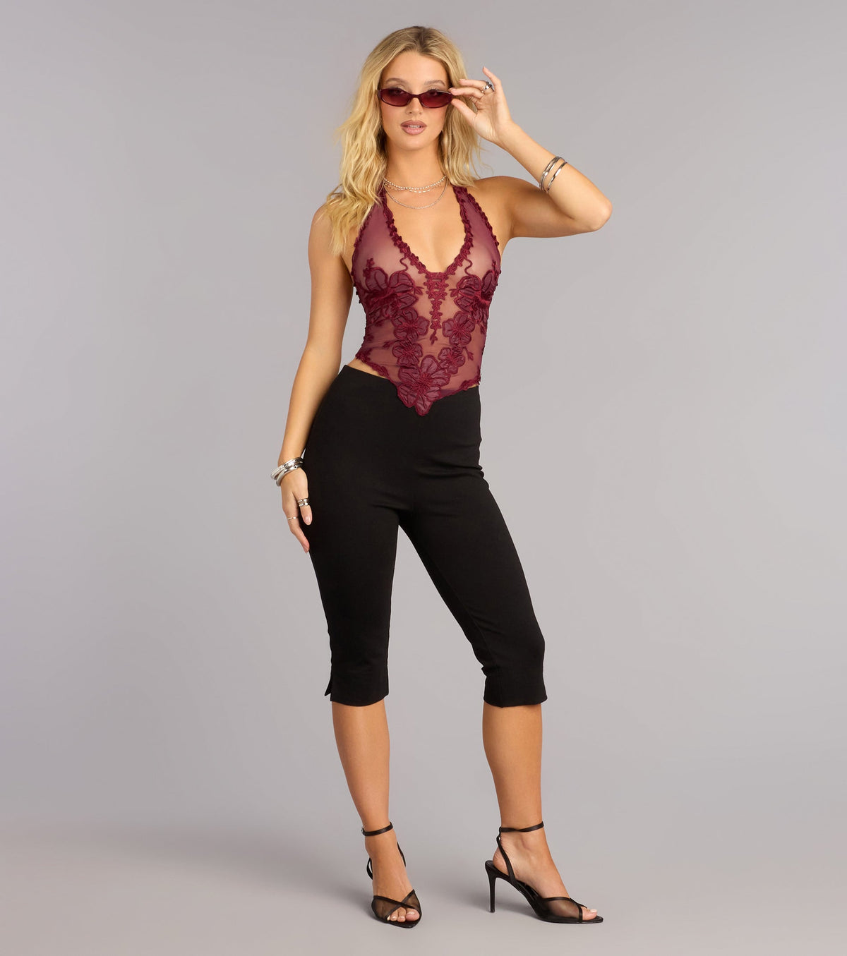 Soft Drama Lace-Up Halter Crop Top