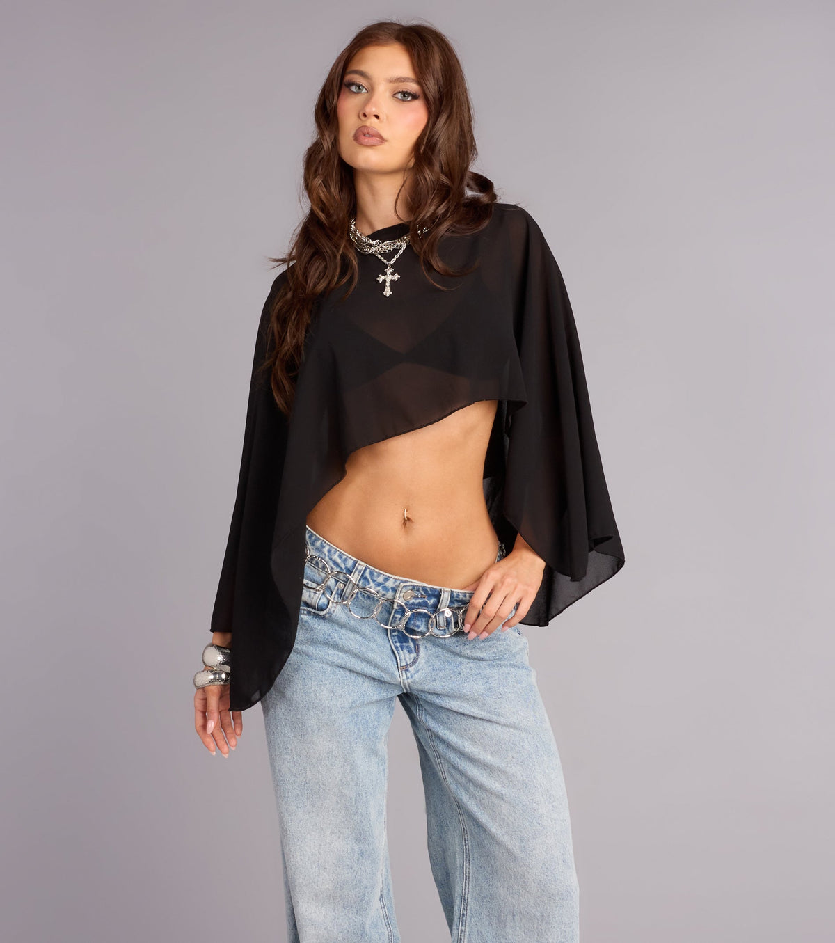 Midnight Air Sheer Mesh Poncho