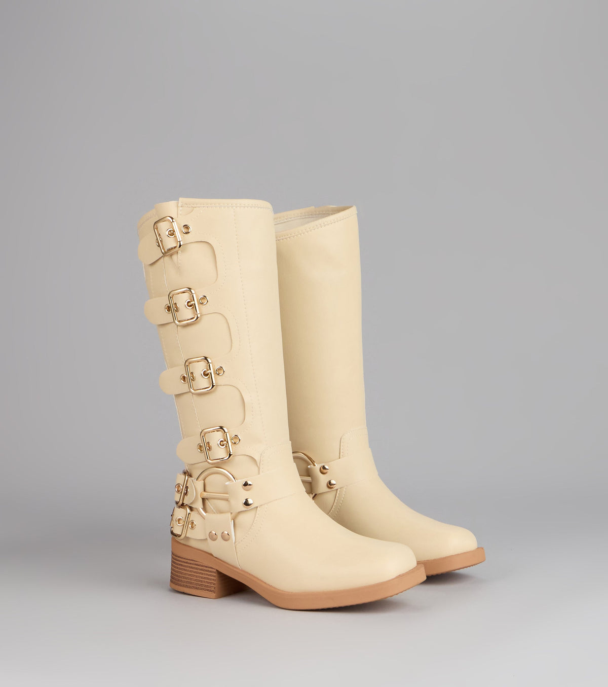 Totally Edgy Buckled Square Toe Boots