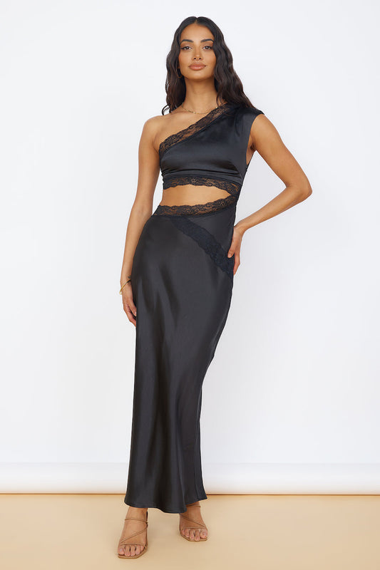 Limitless Love Satin Maxi Dress Black