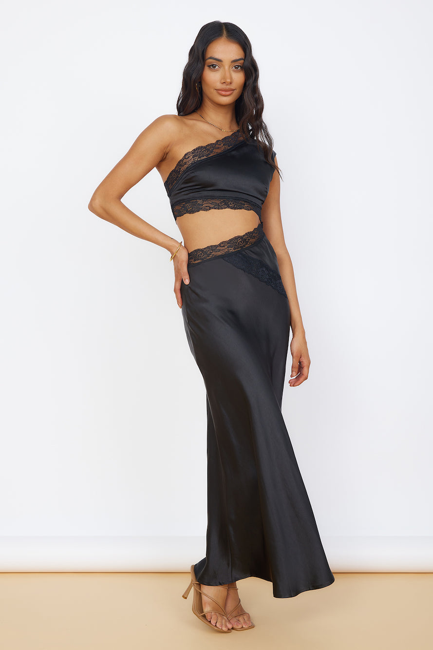 Limitless Love Satin Maxi Dress Black