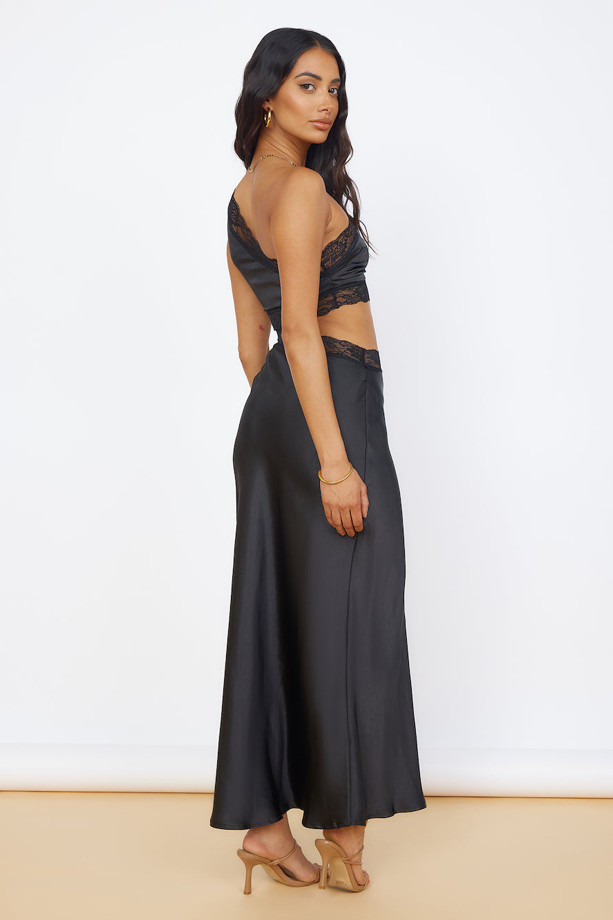 Limitless Love Satin Maxi Dress Black