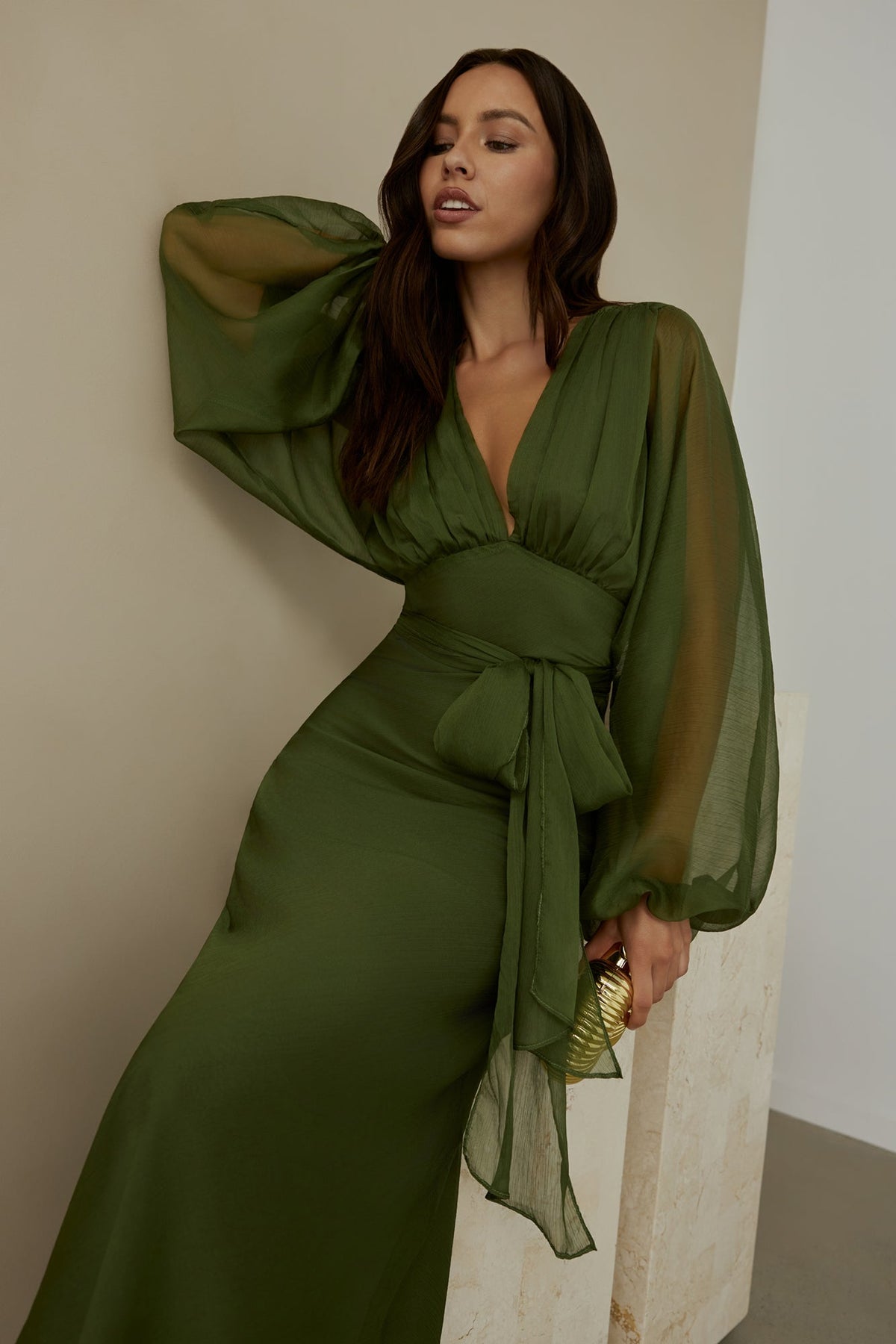 Our Nostalgia Long Sleeve Maxi Dress Green