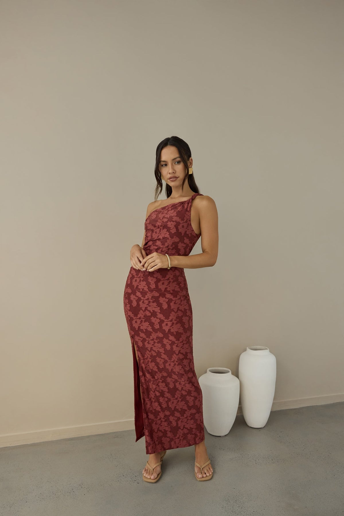 Breeze Of Pink Maxi Dress Wine