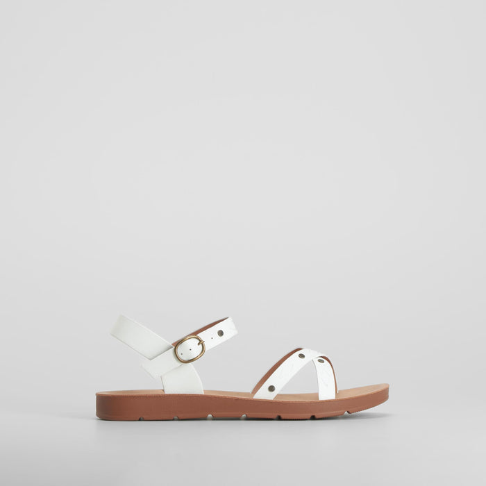 Sandalia tiras detalle metal blanca SENDA ROAD