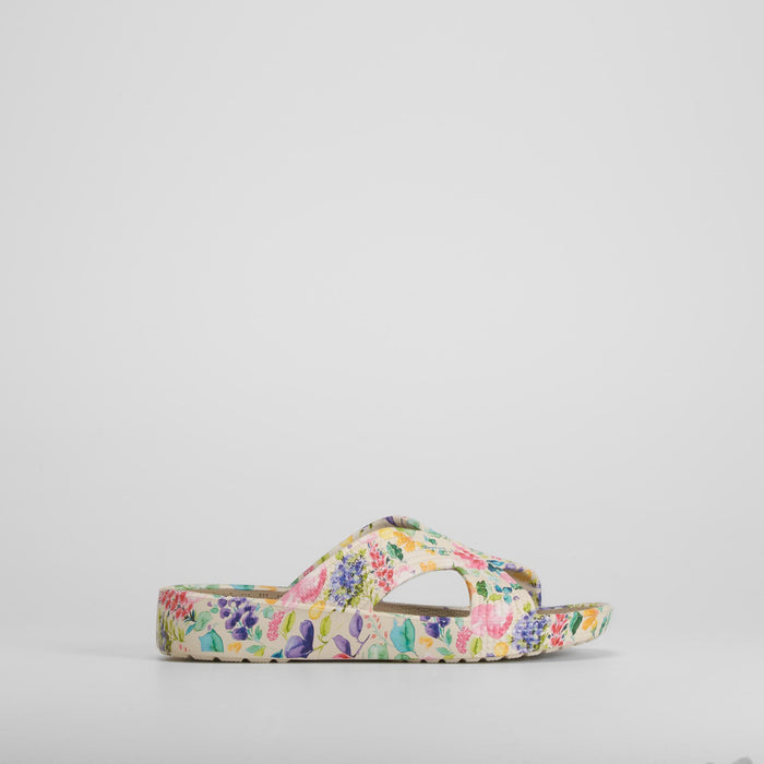 Chancla cuña flores multicolor beige BEPPI