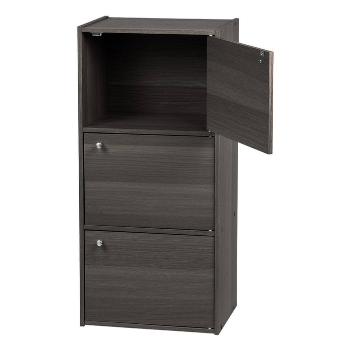 IRIS USA 3 Tier Small Storage Cabinet, Portable Storage Shelf Unit, Small Bookcase with Doors, Grey - IRIS USA, Inc.