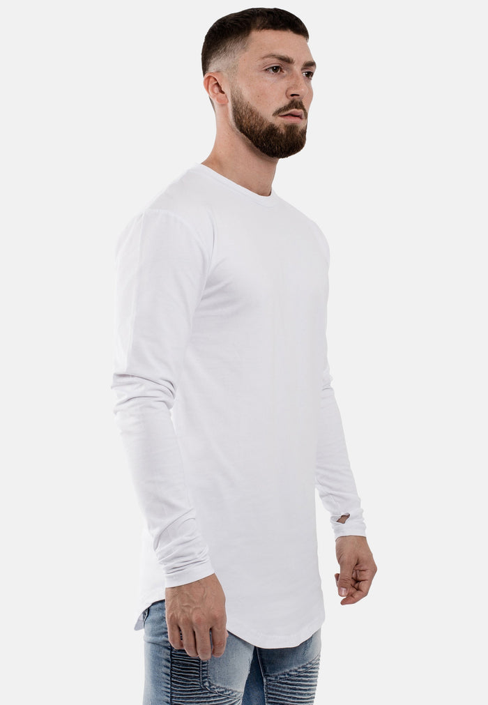 Oversize-Round-Longline-Longsleeve-T-Shirt-White-Side