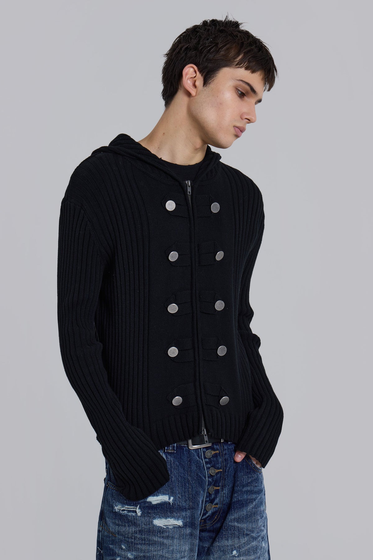 Hooded Military Knit Jumper