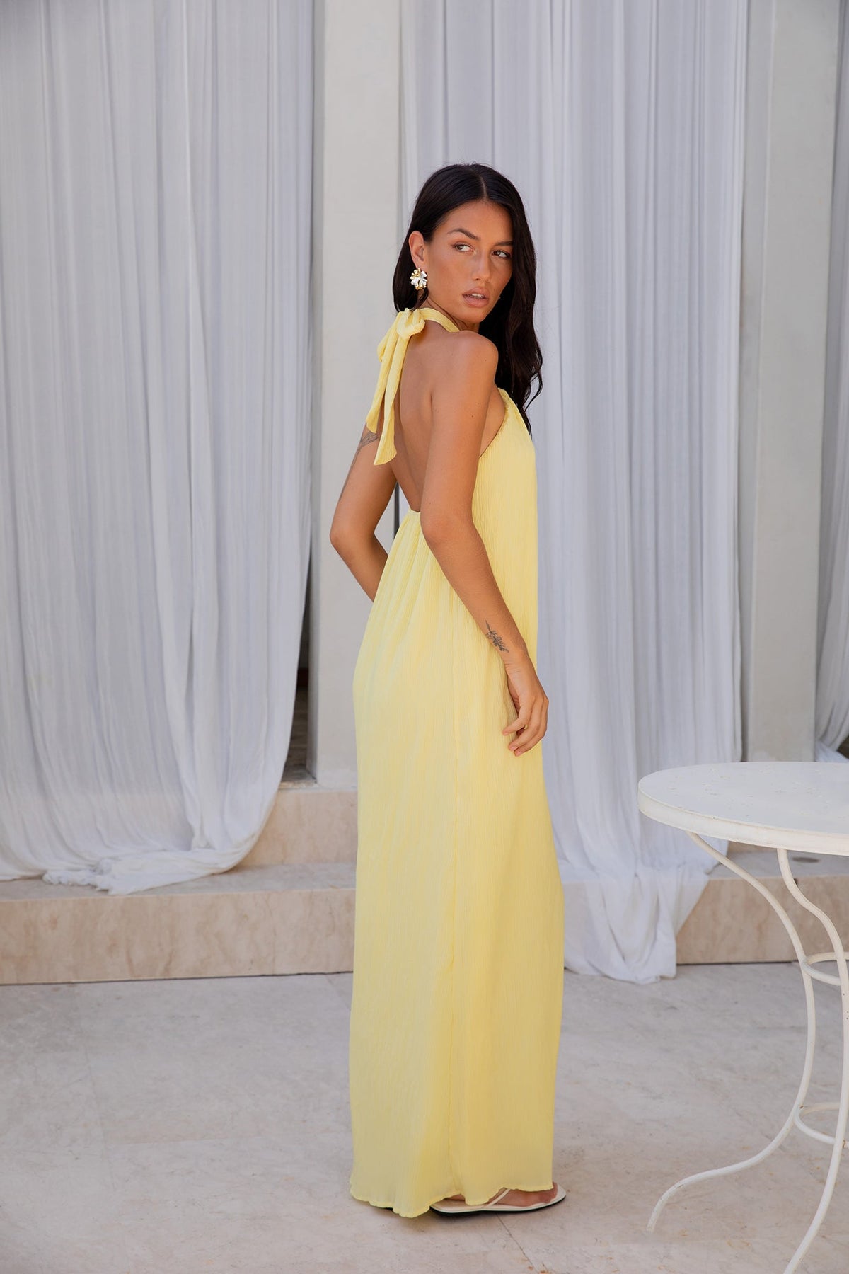Isle Of Chic Halter Maxi Dress Yellow