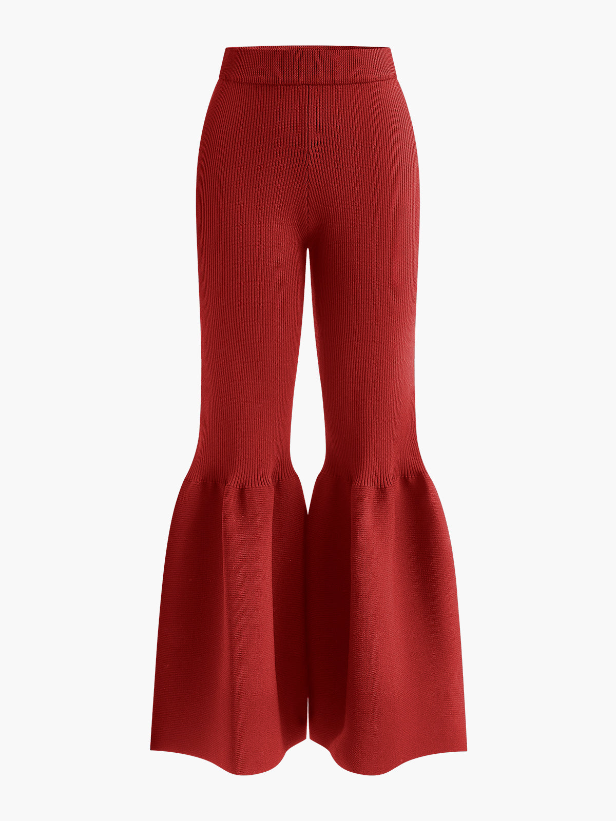Mid-Waist Ruffle Sweater Pants