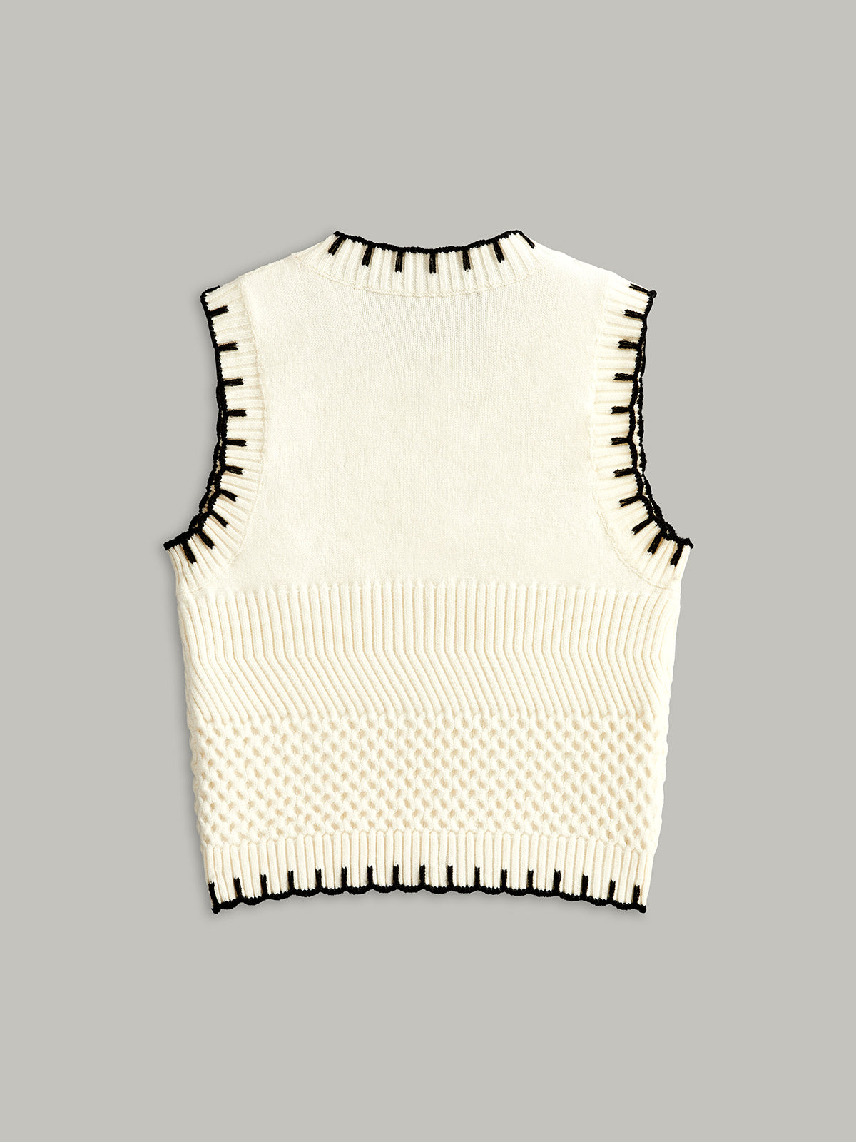 Contrast Trim Sleeveless Ribbed Sweater Vest