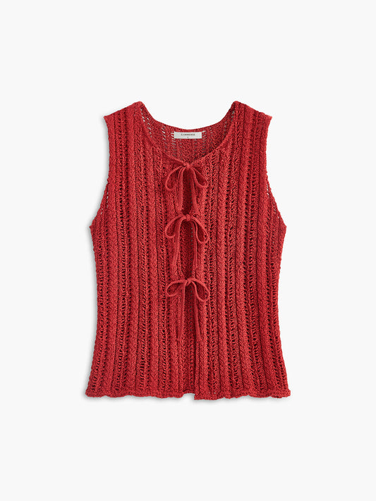 Knit Tie-Front Sleeveless Vest