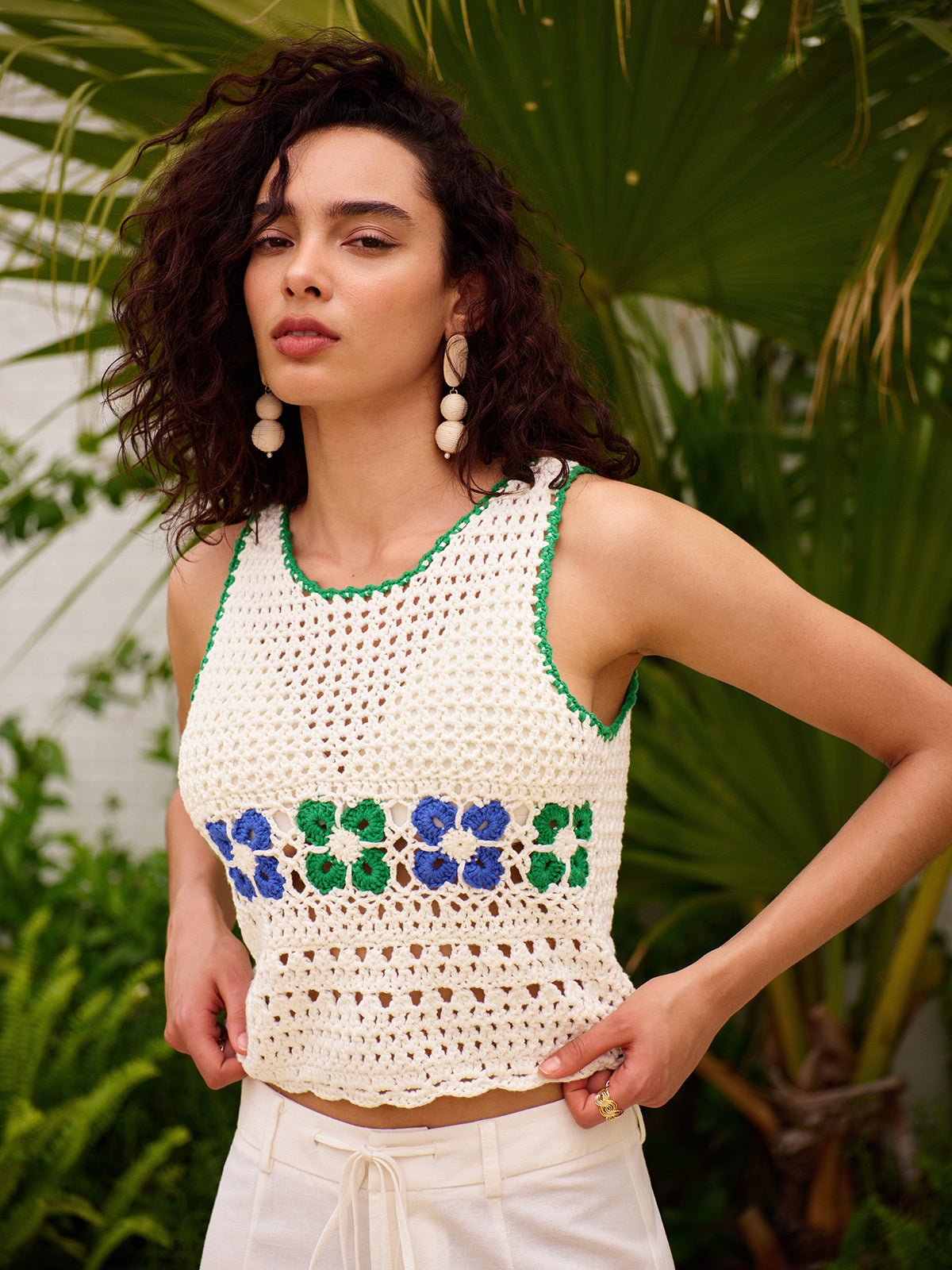 Floral Crochet Sweater Vest