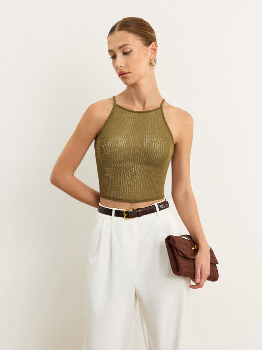 Semi-Sheer Knit Crop Top