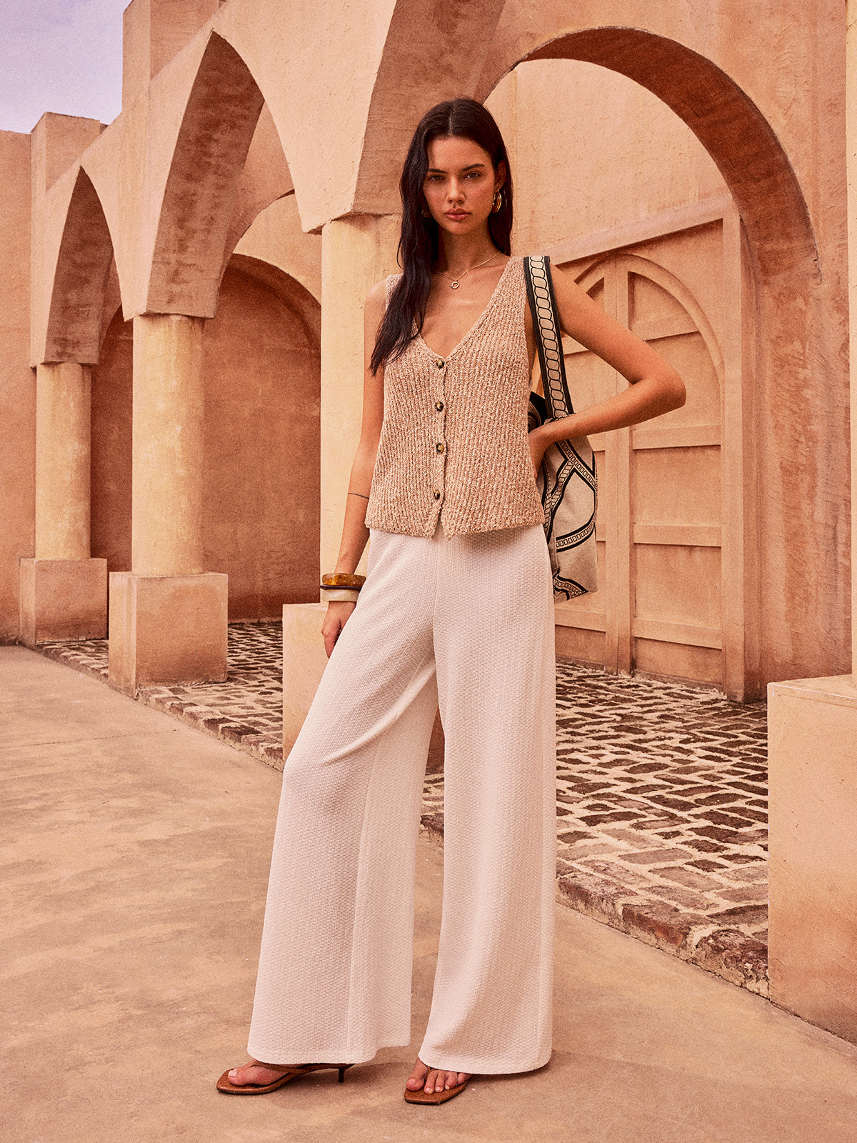 V-Neck Button Knit Vest