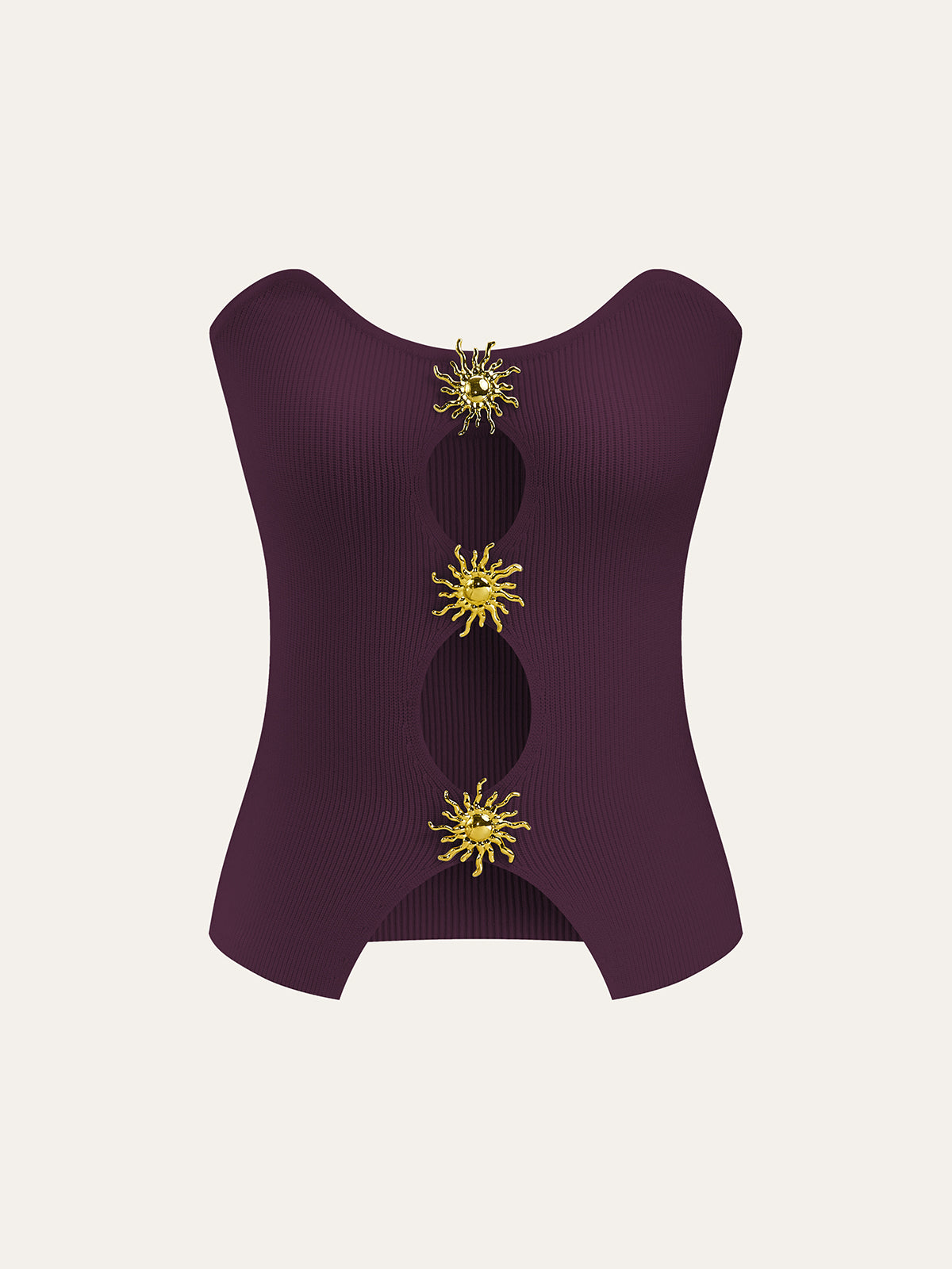 Metal Cut-Out Knit Sweater Vest