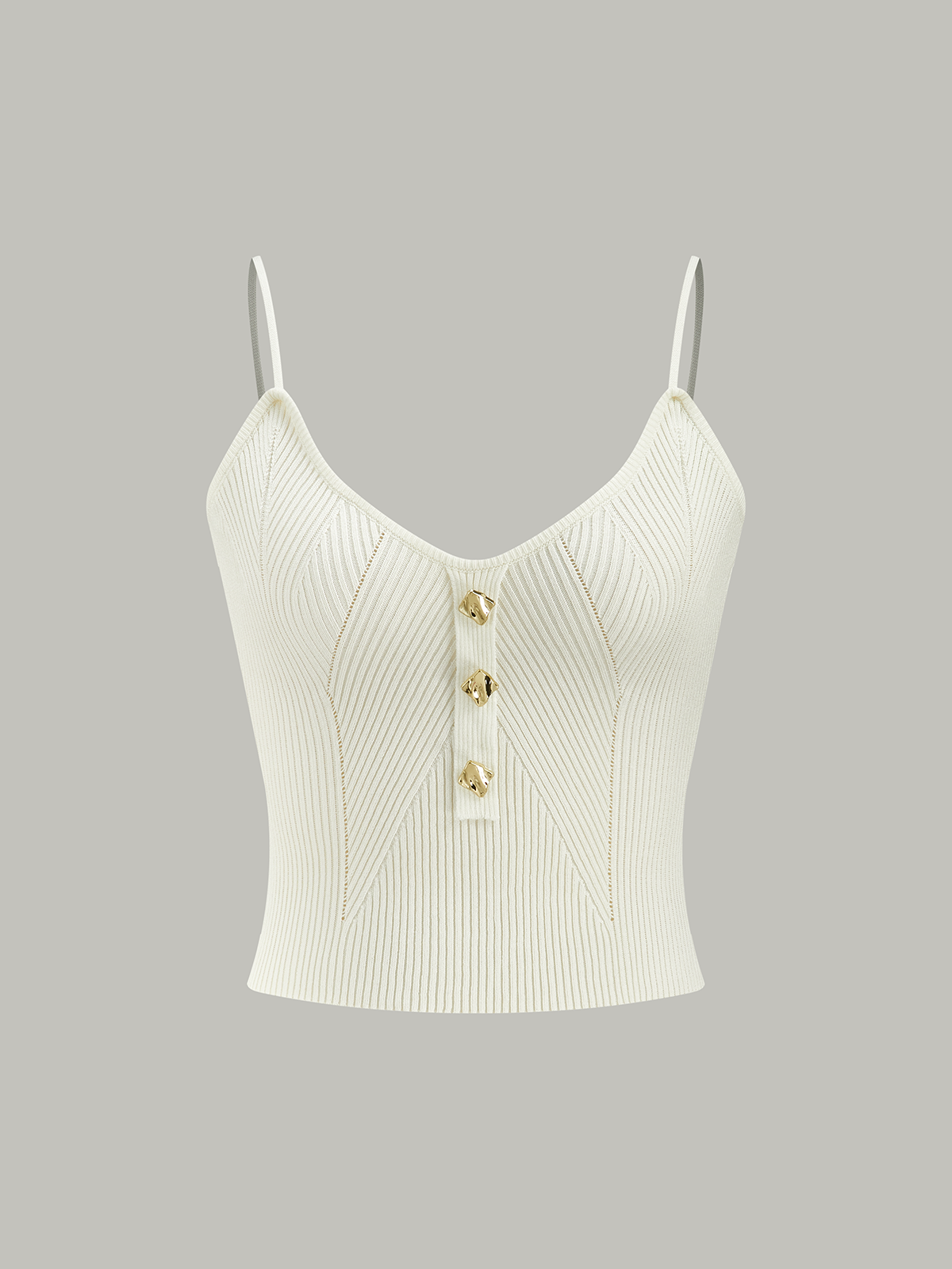 Ribbed Knit Metal Button Cami Top