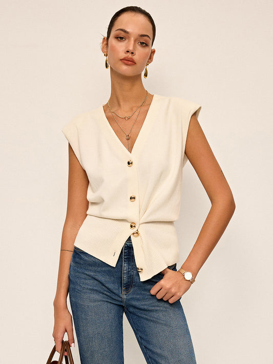 Asymmetric Two-Way Wear Knit Vest