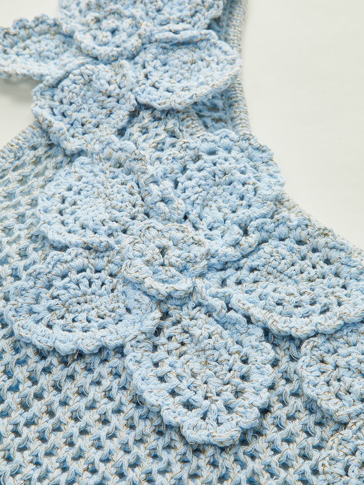 One-Shoulder Floral Crochet Knit Top