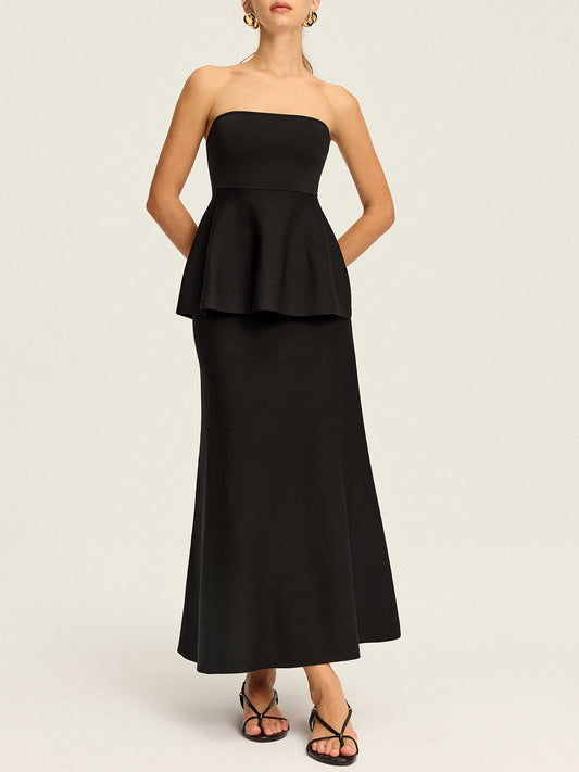 Knit Elastic-Waist Maxi Skirt
