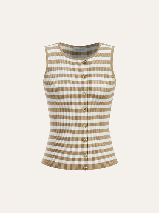 Striped Sleeveless Knit Vest