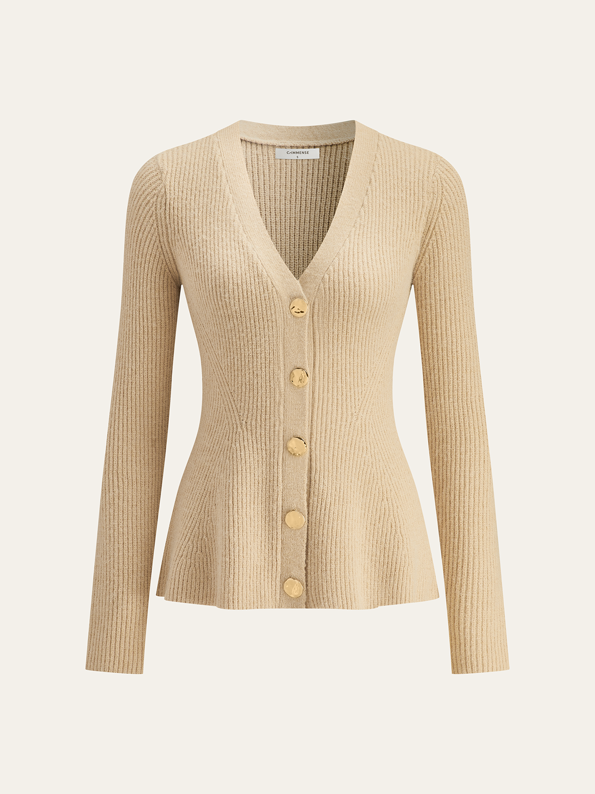 V-Neck Button Ribbed Cardigan