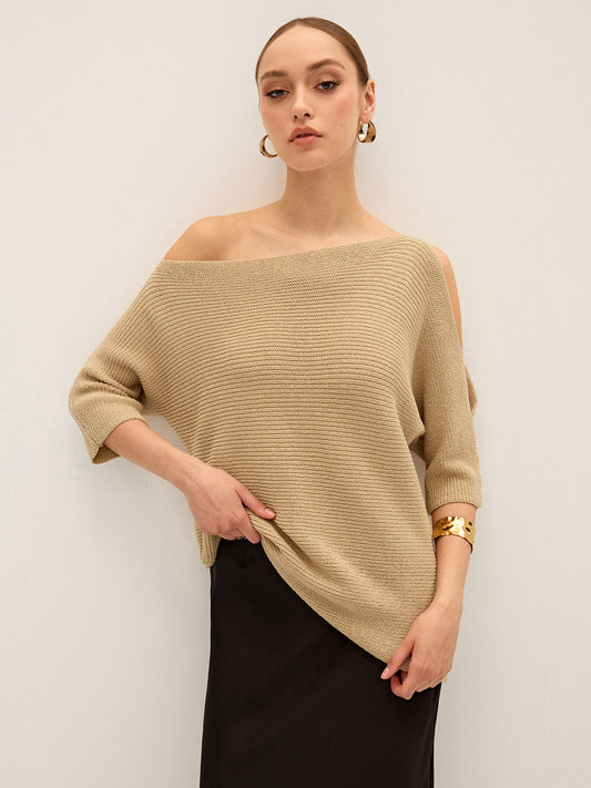 Asymmetric One-Shoulder Knitted Top