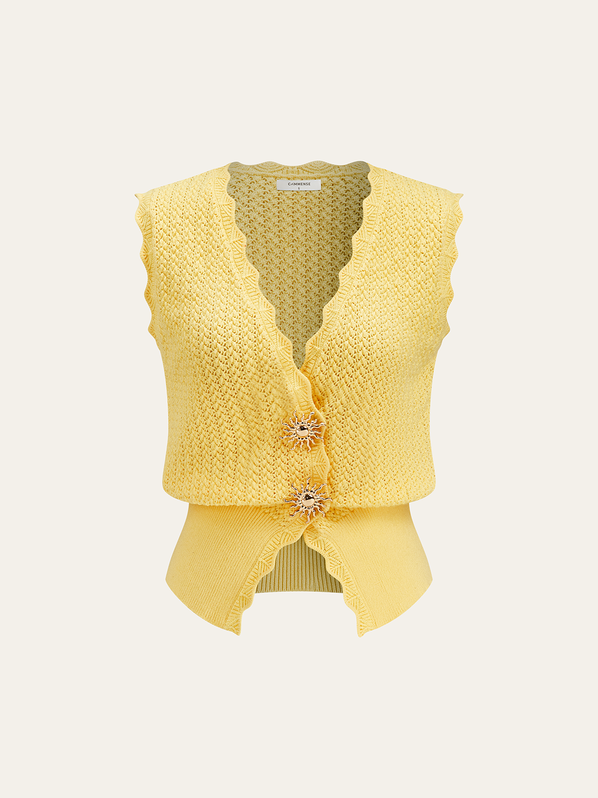 Metal Detail Scallop Trim Knit Vest