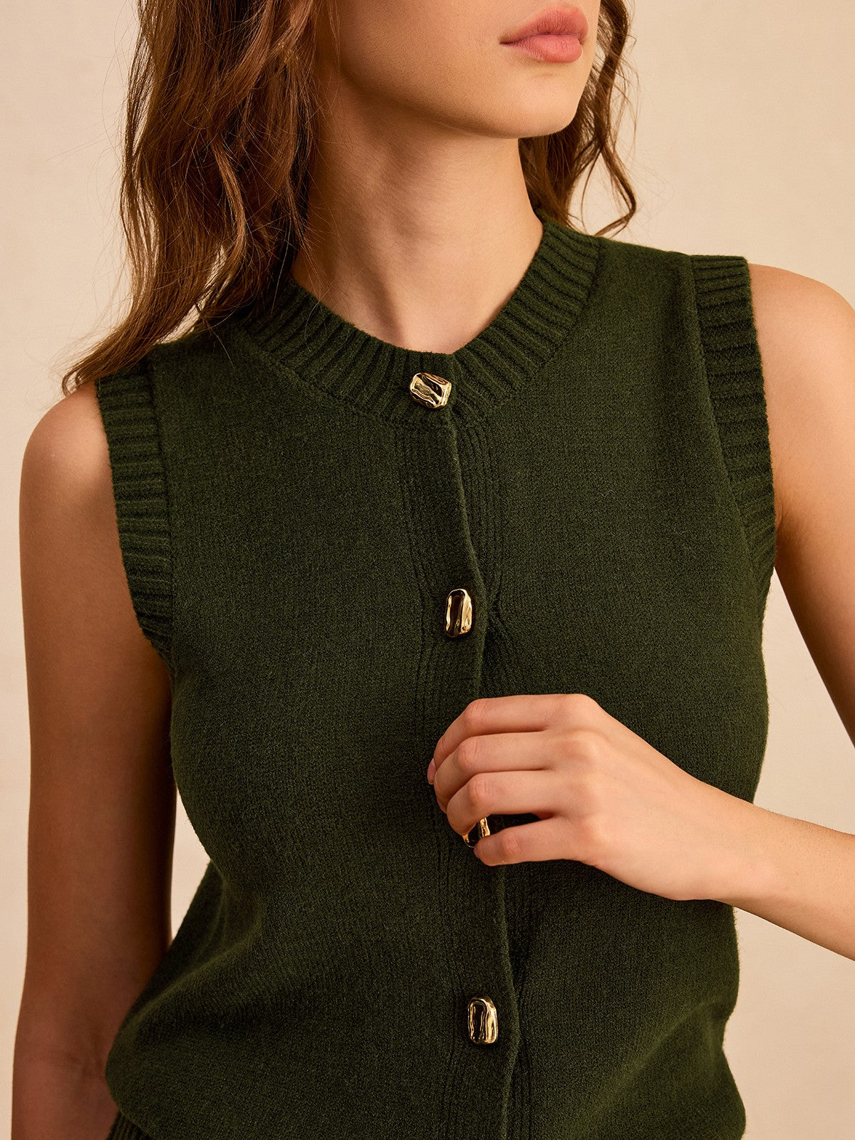 Metal Button Knit Vest
