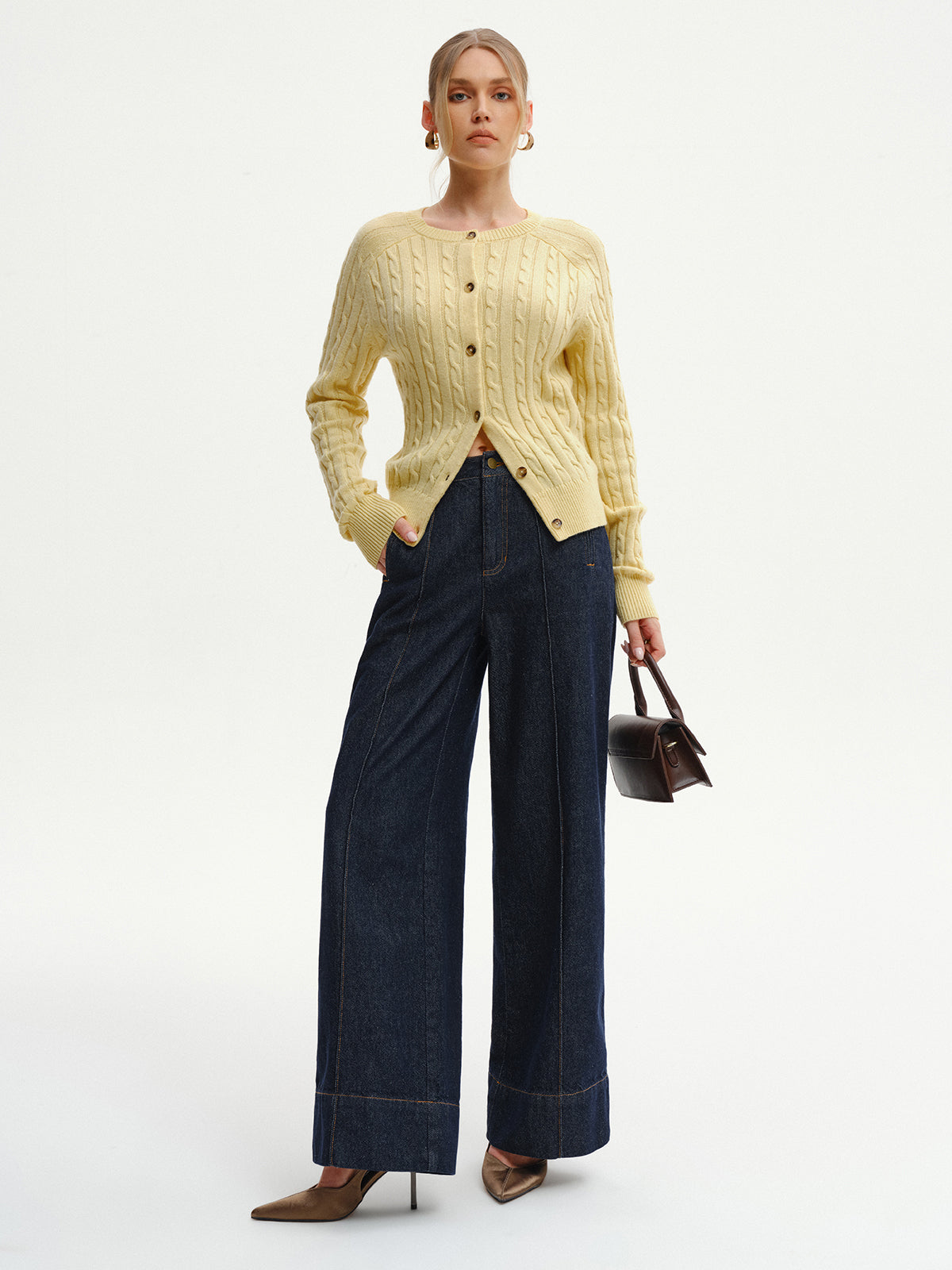 Cable-Knit Buttoned Cardigan
