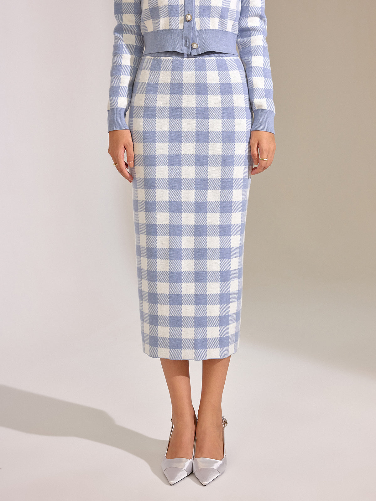Vintage Plaid Wool Blend Sweater Skirt
