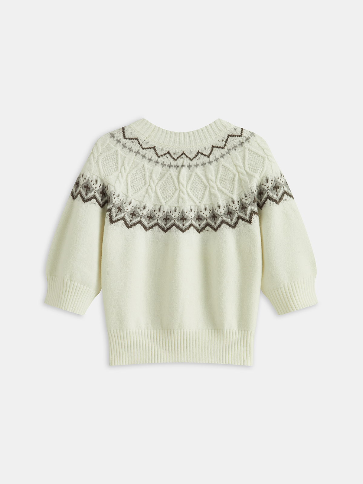 Fair Isle Pattern Short Sleeve Knit Top