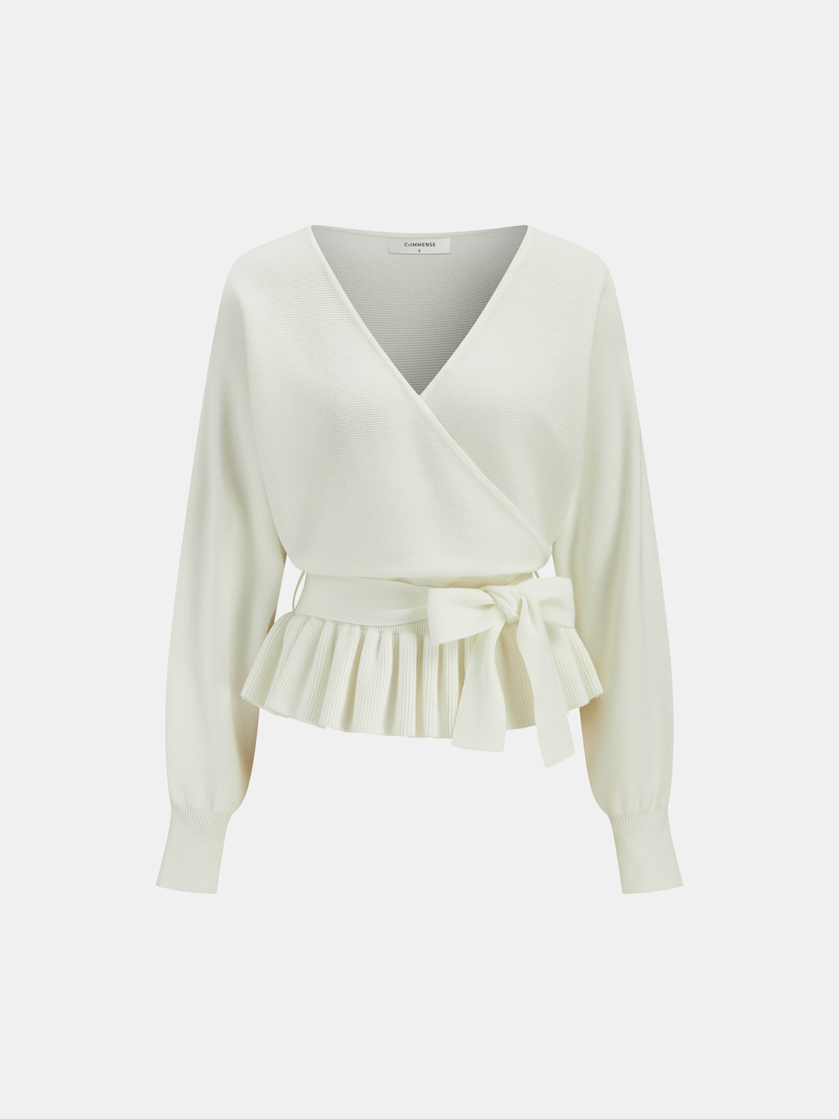 Bow Belted Peplum Knit Top